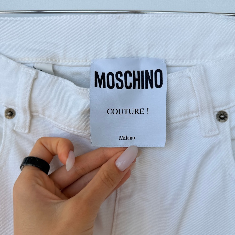 Moschino Men's White Slim Straight Jeans - Picture 3 of 7